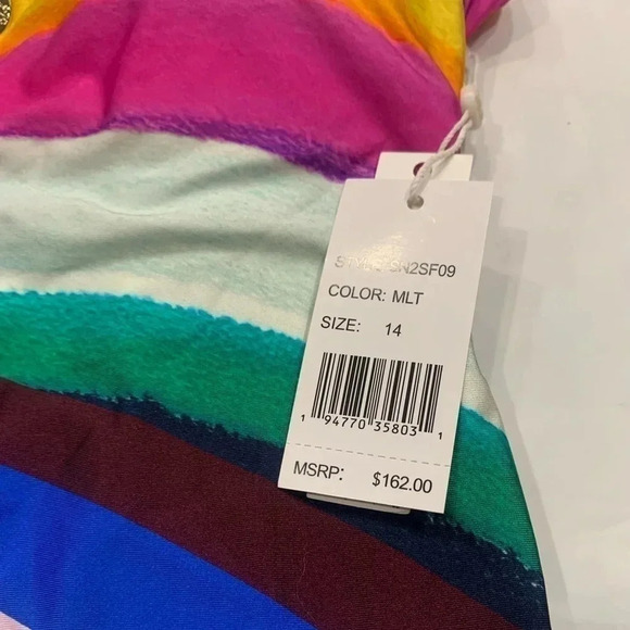SUNSHINE 79 Rainbow Plunging V - Neck Mai One Piece Swimsuit Size 14 - Picture 5 of 6